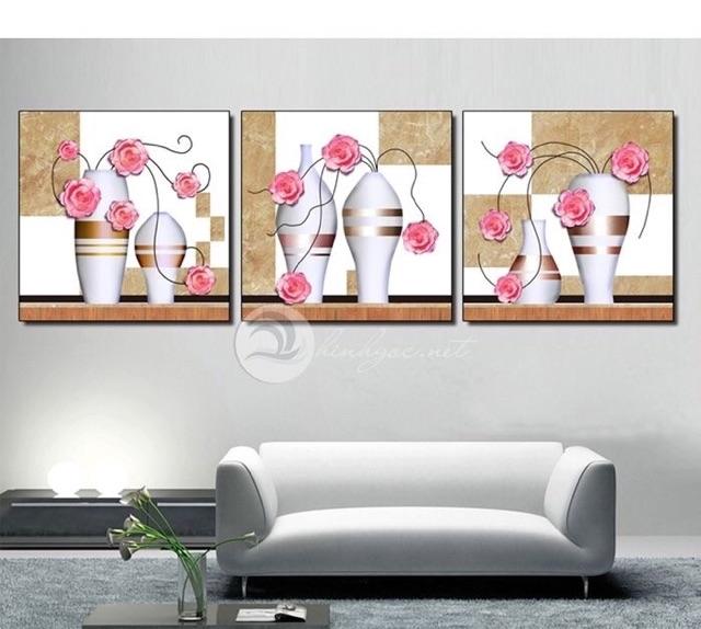 Bộ 3 tranh hoa đẹp kích thước 40*40