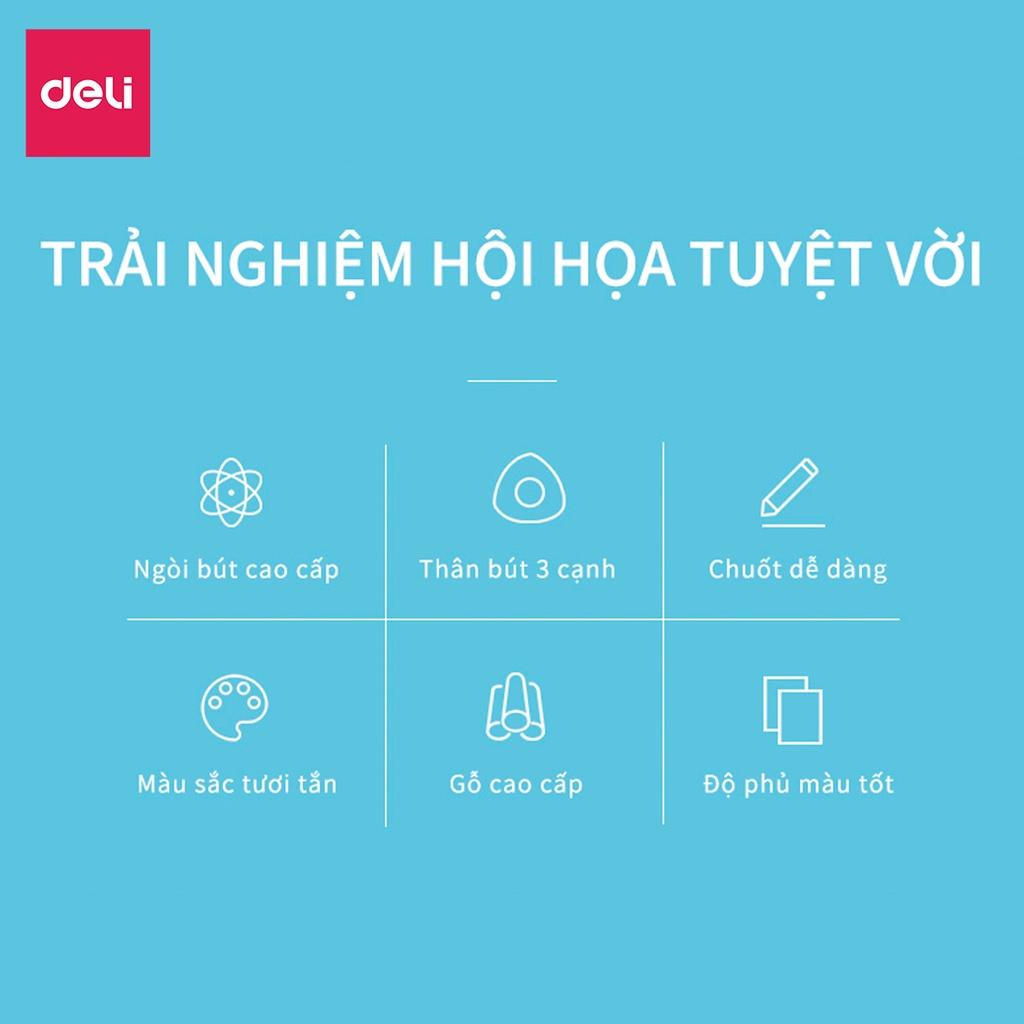 Bút Chì Màu Colorun 6 Cây 2 Đầu 12 Màu Cho Bé Vẽ Tranh Tô Màu Deli - EC00500