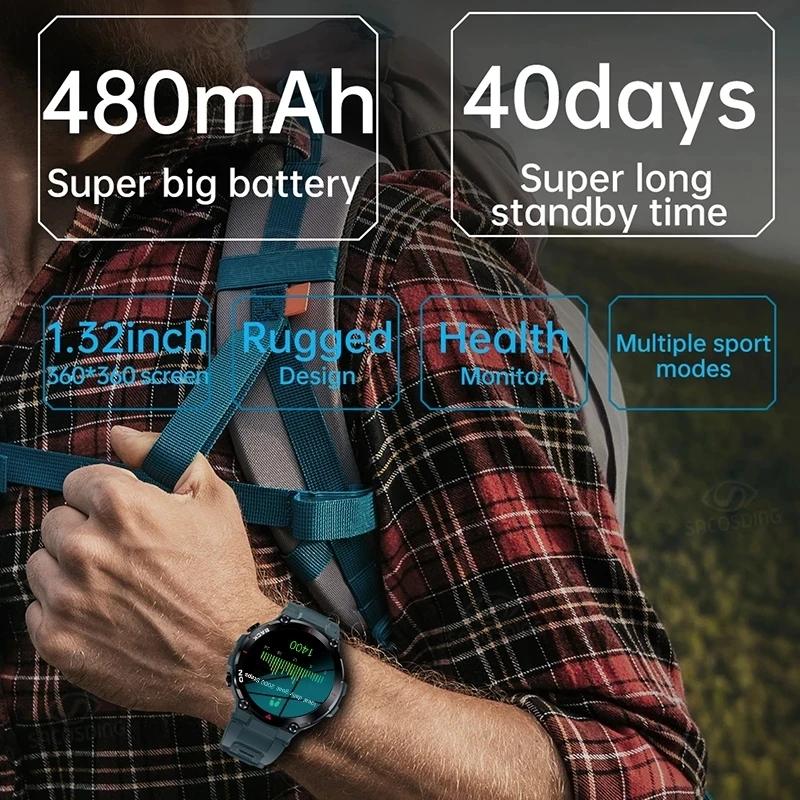 2023 GPS Mới Ngoài Trời Bộ Ba Bảo Vệ 1.3 Inch IPS Xem Toàn Bộ Sức Khỏe Cuộc Gọi Bluetooth Thông Minh IP68 Nam Chống Nước Android IOS