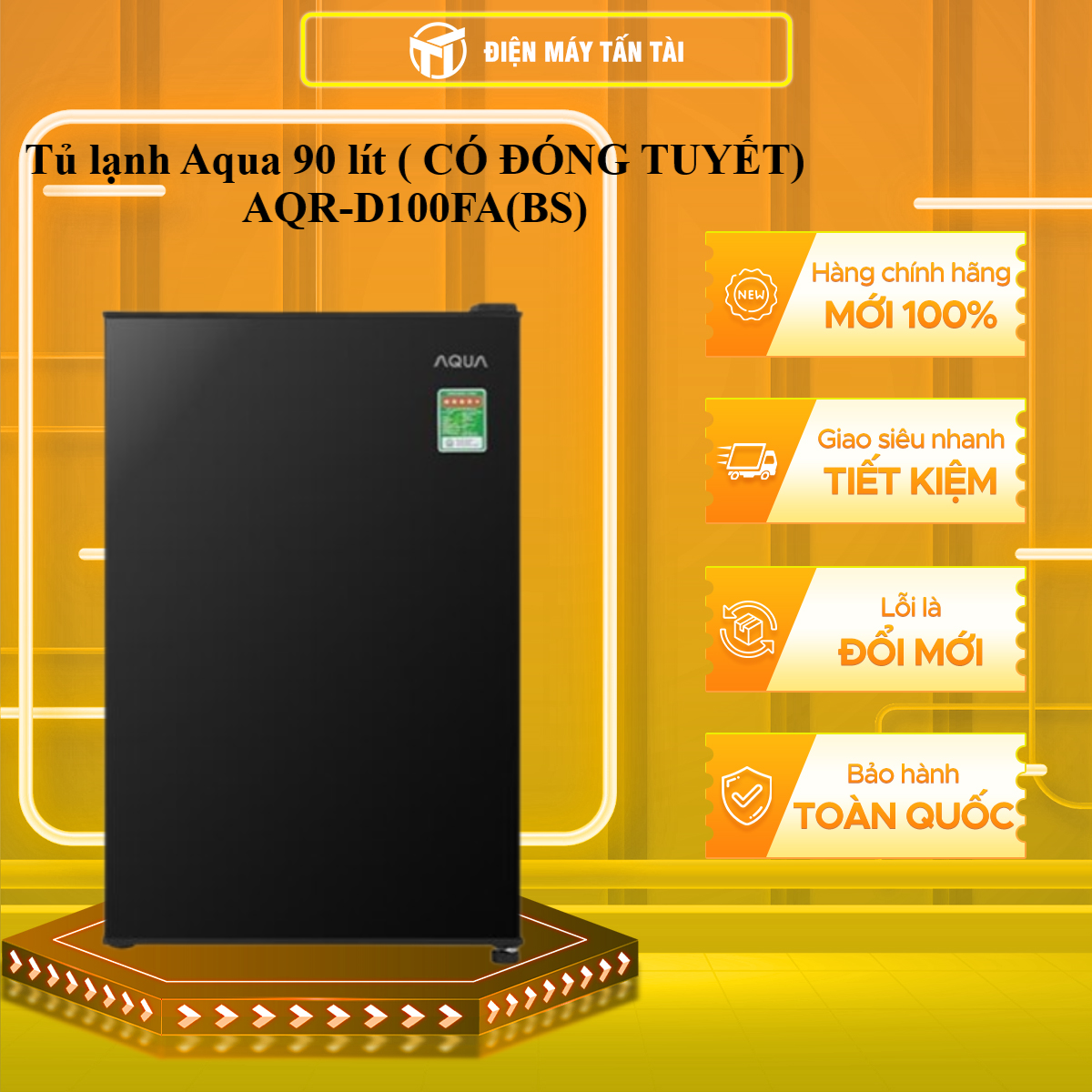 Tủ lạnh Aqua 90 lít ( CÓ ĐÓNG TUYẾT) AQR-D100FA(BS) - HÀNG CHÍNH HÃNG - CHỈ GIAO HCM