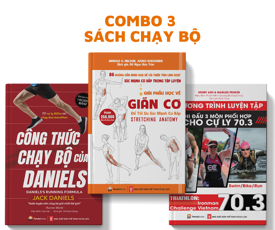 Sách Combo 3 cuốn Công thức chạy bộ của Daniels + Chương trình tập luyện ba môn phối hợp 70.3 + Giải phẫu học về giãn cơ