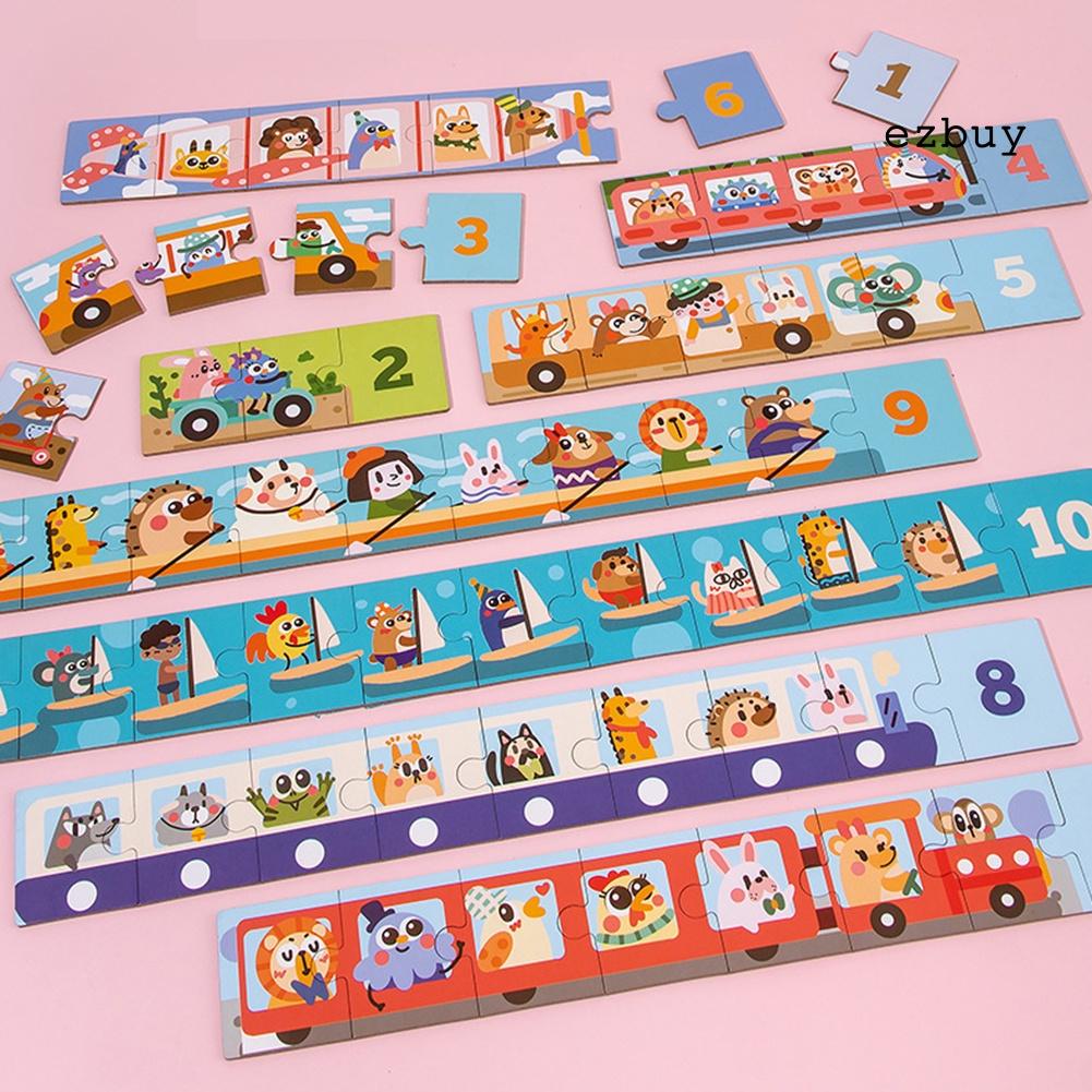 EY-Wooden Number Cartoon Traffic Scene Puzzles Intelligence Development Kids Toys