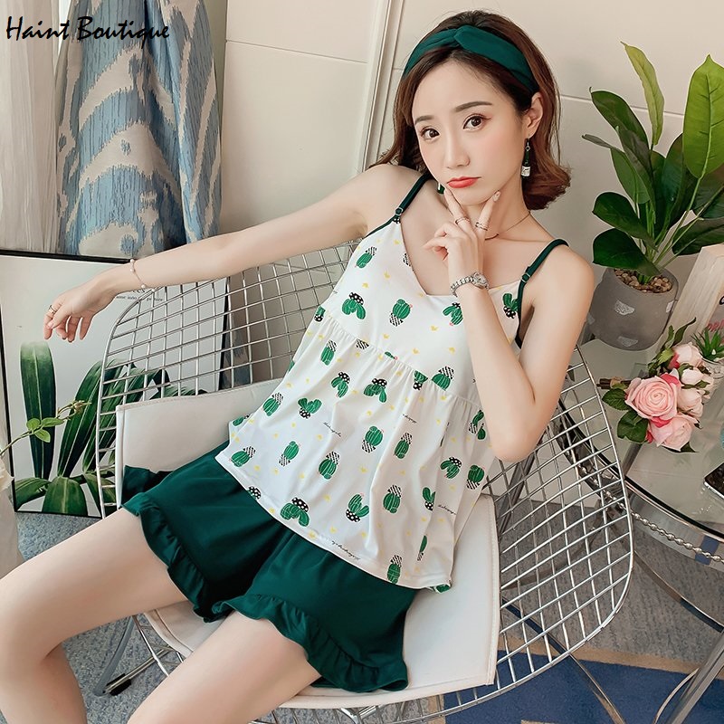Váy ngủ, váy mặc nhà họa tiết xương rồng xinh vn24