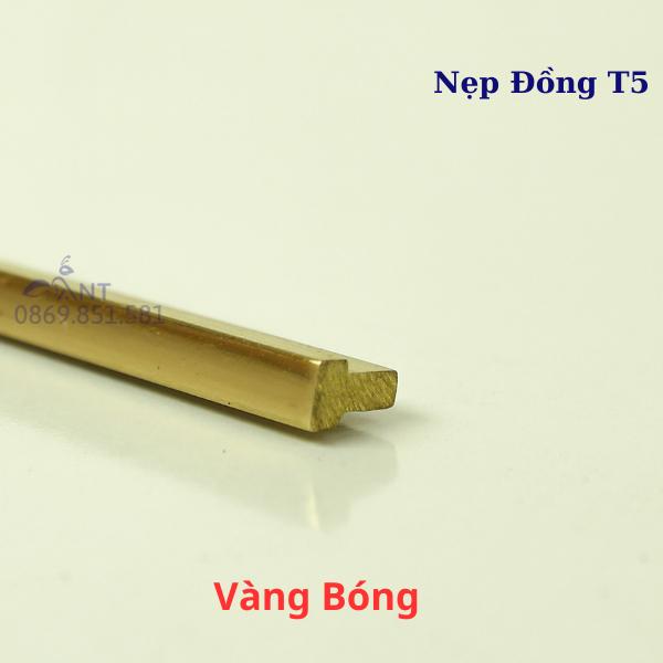 Nẹp Đồng T5 Vàng Bóng, Nẹp đồng chữ T, Nẹp đồng chống trơn, giá 1m