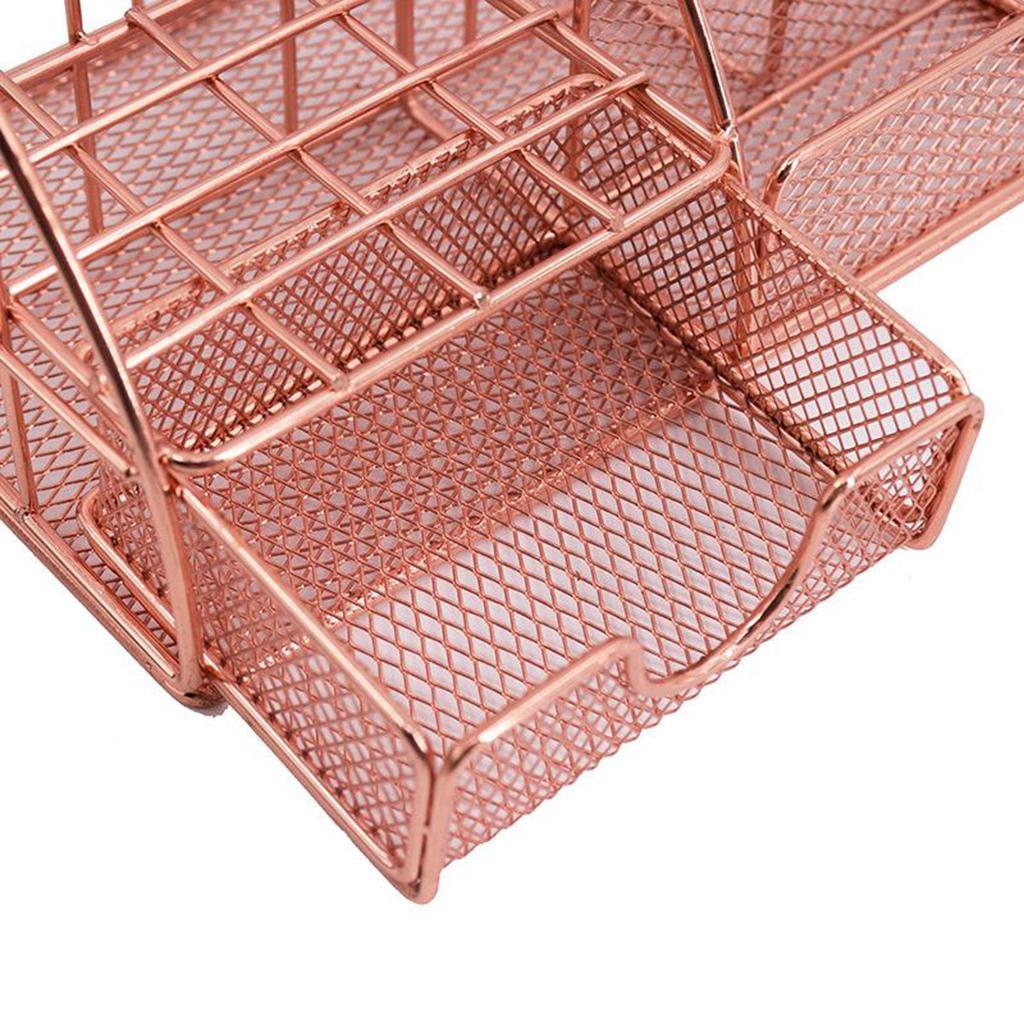 Mesh Desk Organizer Supplies with Drawer Home Pen Holder Storage