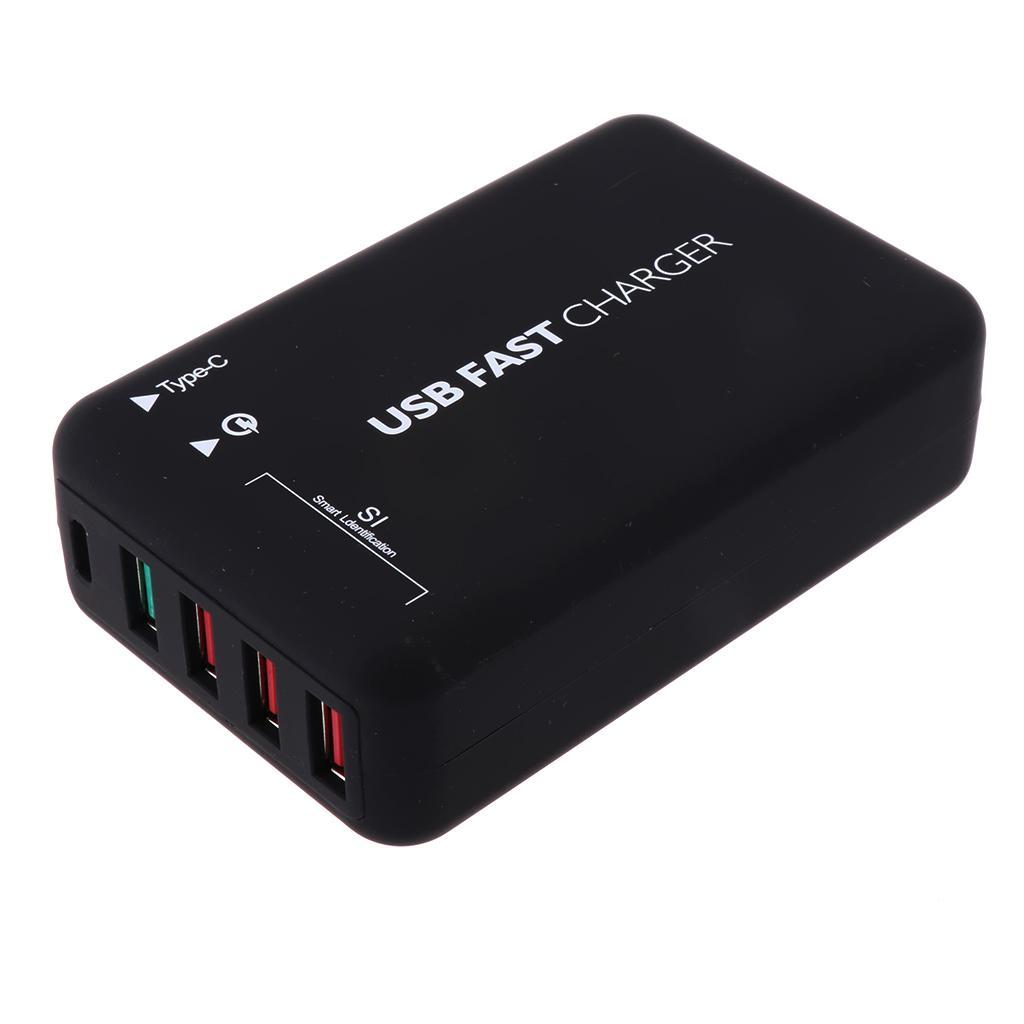 USB Type-C 50W 6-Port USB Charger QC3.0 Fast Charging Station Portable