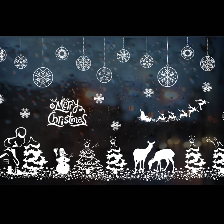 Bộ decal dán kính trang trí Noel ZY-90