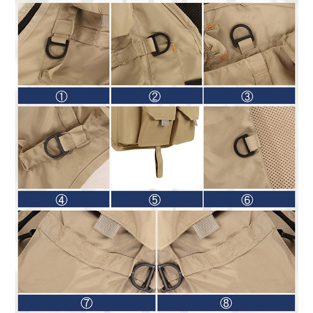 Multi Pocket Photography Hunting Fishing Vest Jacket Waistcoat Gray L