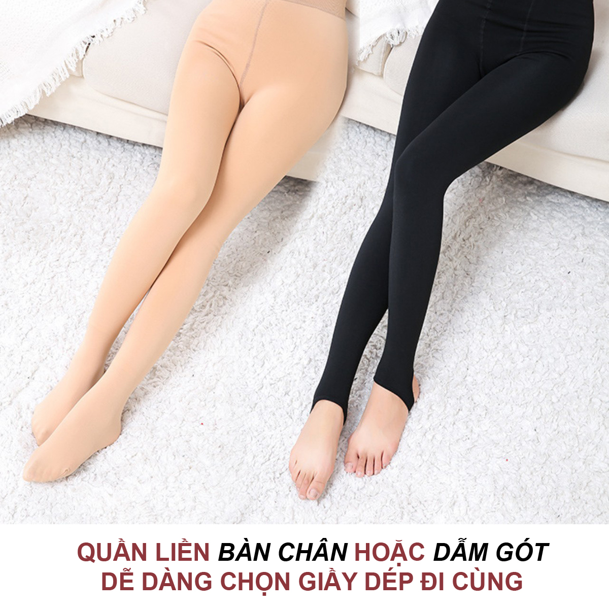 Quần tất nữ lót lông giữ nhiệt màu da đen siêu ấm loại 1 - Quần legging giữ nhiệt siêu ấm QTLL02