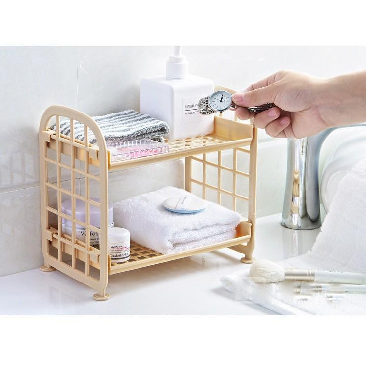 KỆ MỸ PHẨM MINI LẮP GHÉP NHỰA 2 TẦNG