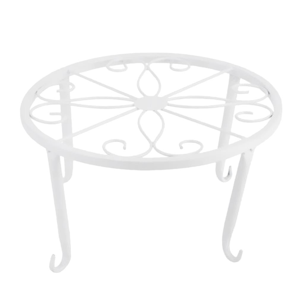 2xMetal Plant Stand Flower Pot Holder Iron Type Pot Vase Holder Shelf White