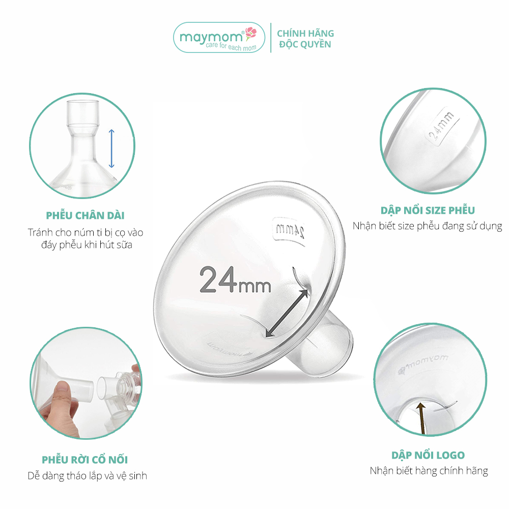 Phễu Hút Sữa Maymom Myfit, Phụ Kiện Thay Thế Máy Vắt Sữa Medela, Spectra, Avent, Unimom, Rozabi, Cimilre (1 cái)