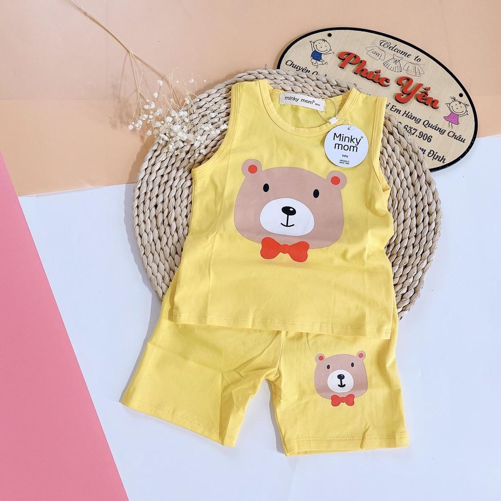 Bộ ba lỗ chất cotton 100% - Bộ ba lỗ minky mom in họa tiết lợn cam cho bé ( cân nặng từ 8-19kg) (1471