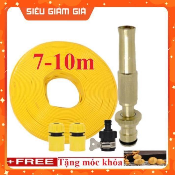 Bộ dây vòi xịt nước rửa xe, tưới cây . tăng áp 3 lần, loại 7m, 10m 206587 cút sập+tặng móc khoá