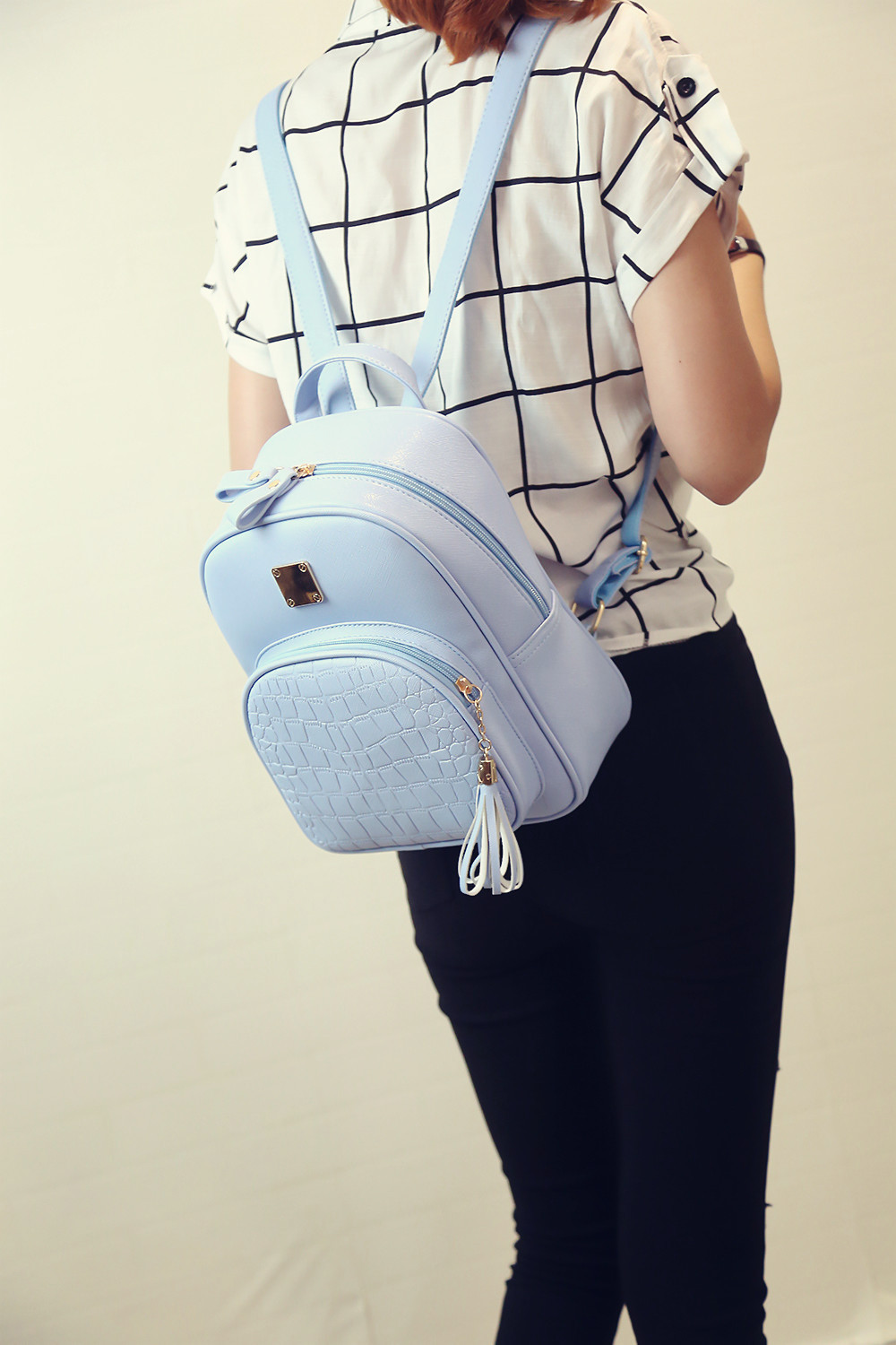 Balo Nữ Cao Cấp, Balo Hàn Quốc Họa Tiết Da Cá Sấu Cho Nữ Vải Nylon Chống Thấm, Ngăn Chứa Rộng Rãi