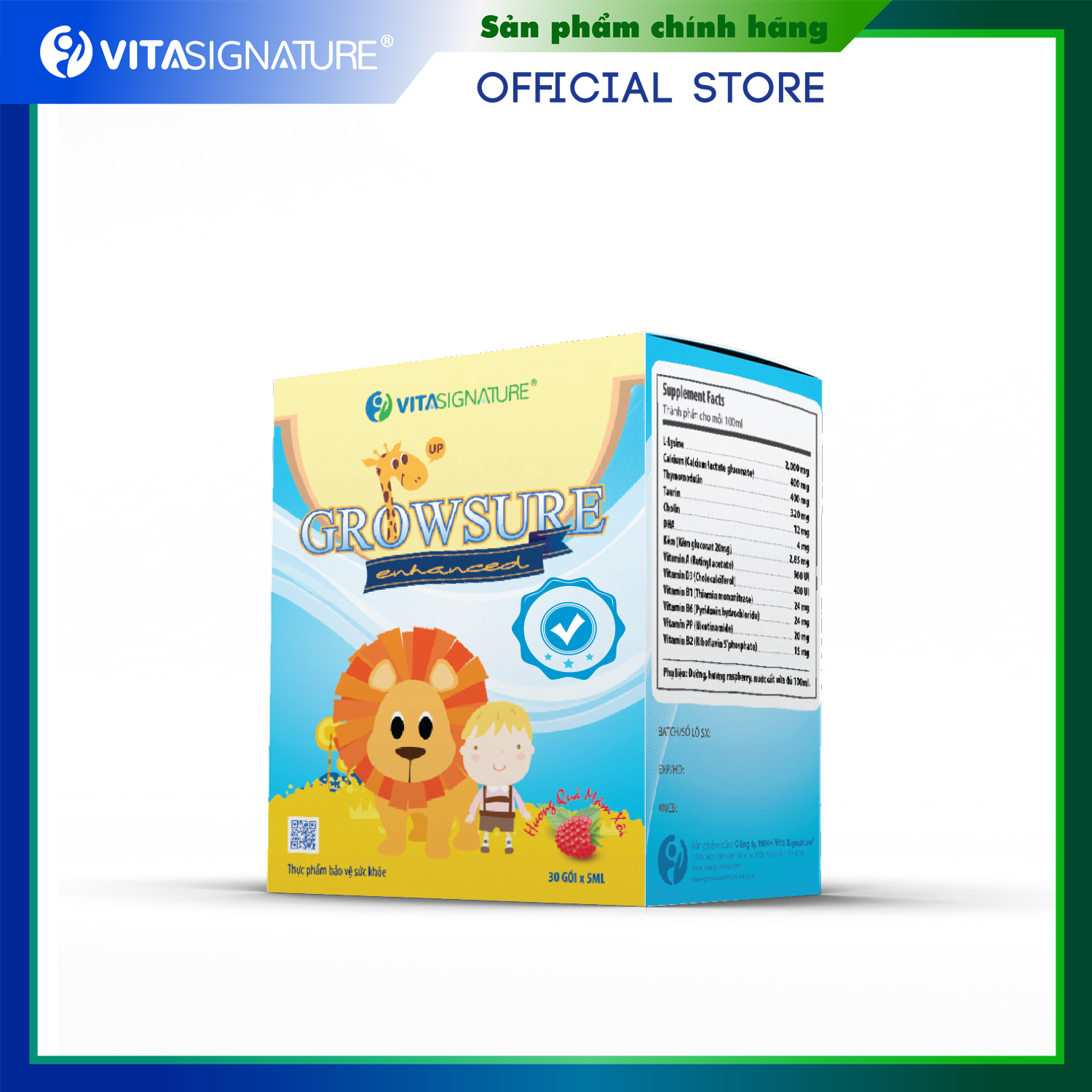 Siro bổ GROWSURE ENHANCED- Vita Signature- hộp 30 gói