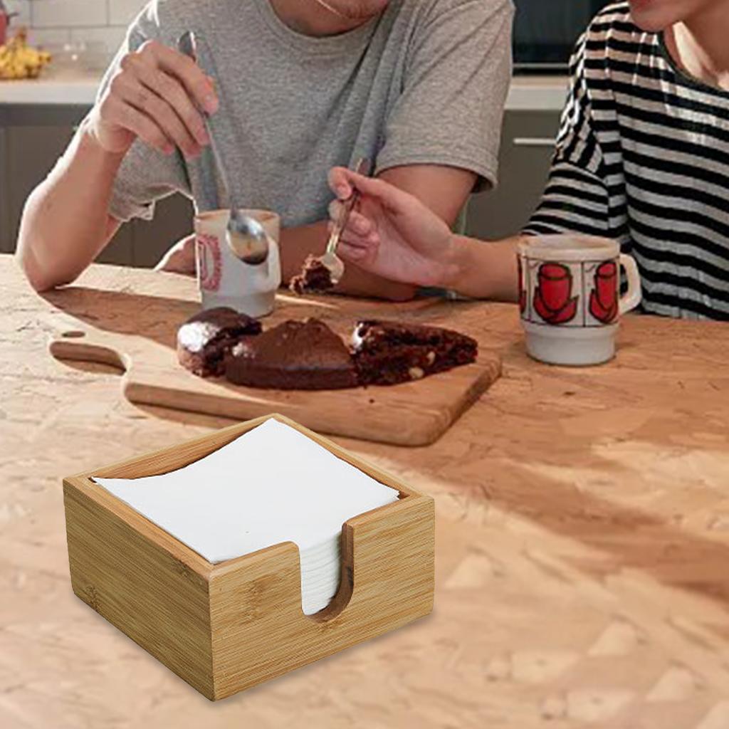 Tabletop Napkin Holder Wooden Storage Tissue Dispenser for Countertop