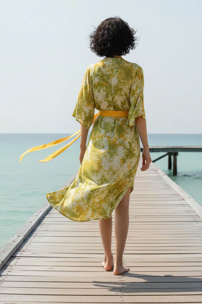 Áo Khoác Kimono Lụa Tơ Tằm Loang Màu Vân Kim Top247 Thời trang thiết kế Hity