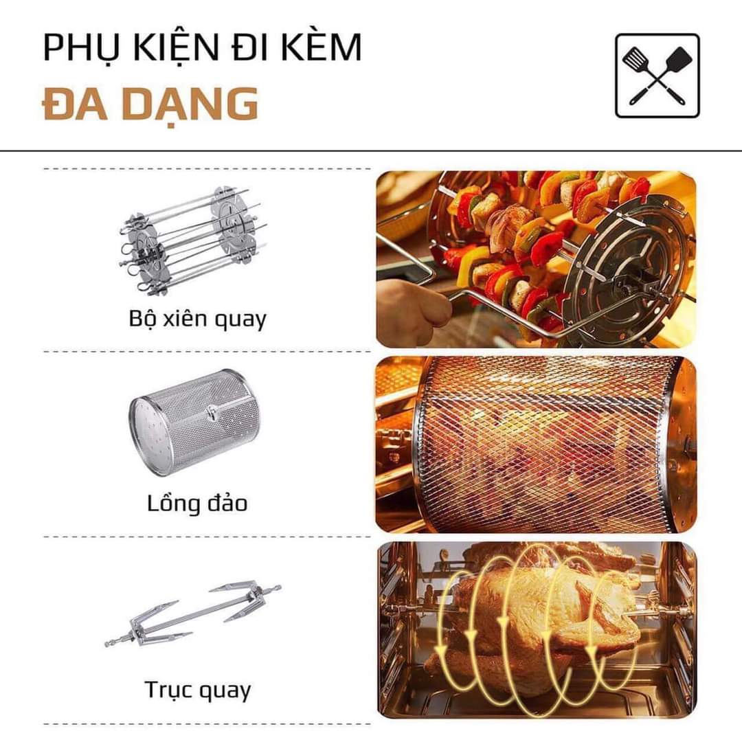 Nồi Chiên Không Dầu Lò Quay Vera VR68 Dung Tích 12L Màn Hình Cảm Ứng - Hàng chính hãng Vera