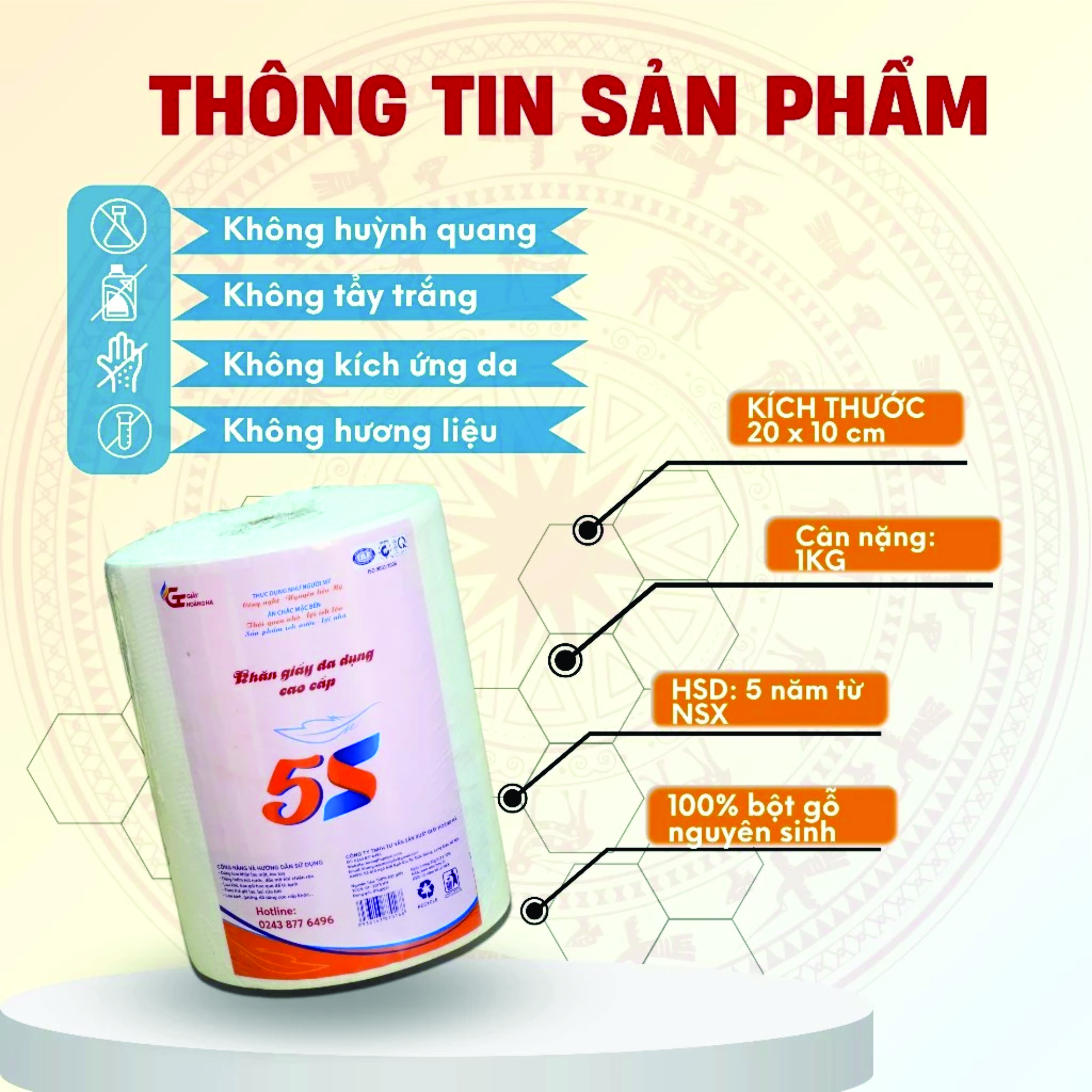Giấy Lau Đa Năng - lau bếp tiện lợi, thấm DẦU MỠ tốt, giấy thấm thực phẩm, bảo quản rau củ, giấy ăn, Lau Tay 1kg 1 Cuộn Có Thể Giặt Được