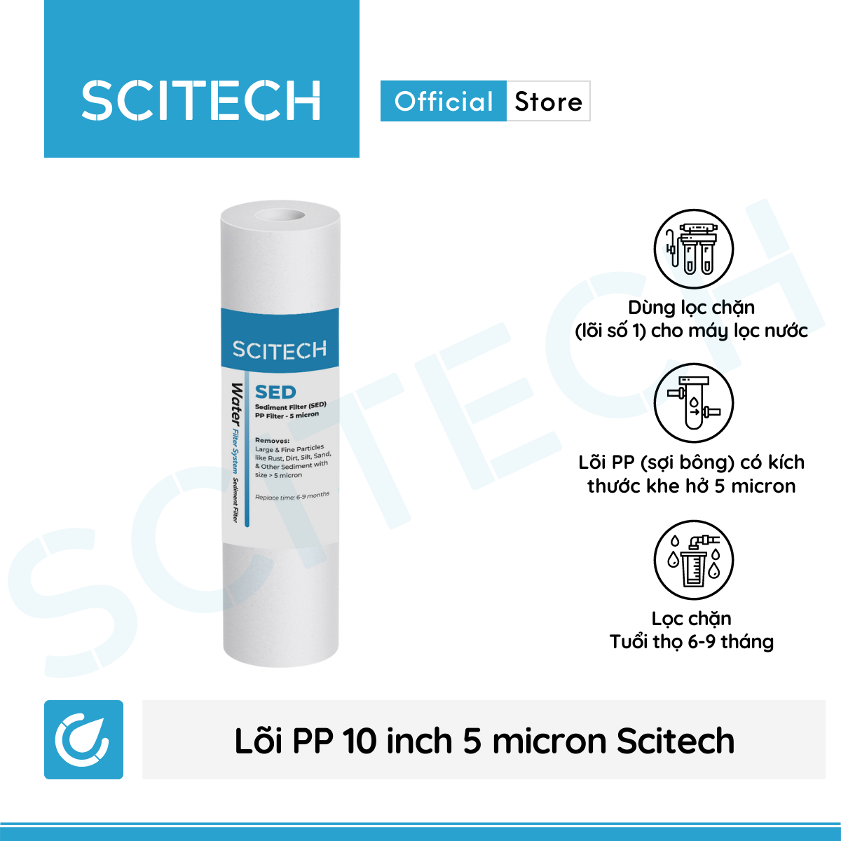 Bộ lọc nước sinh hoạt, bộ đôi lọc thô 10 inch Scitech - Hàng chính hãng