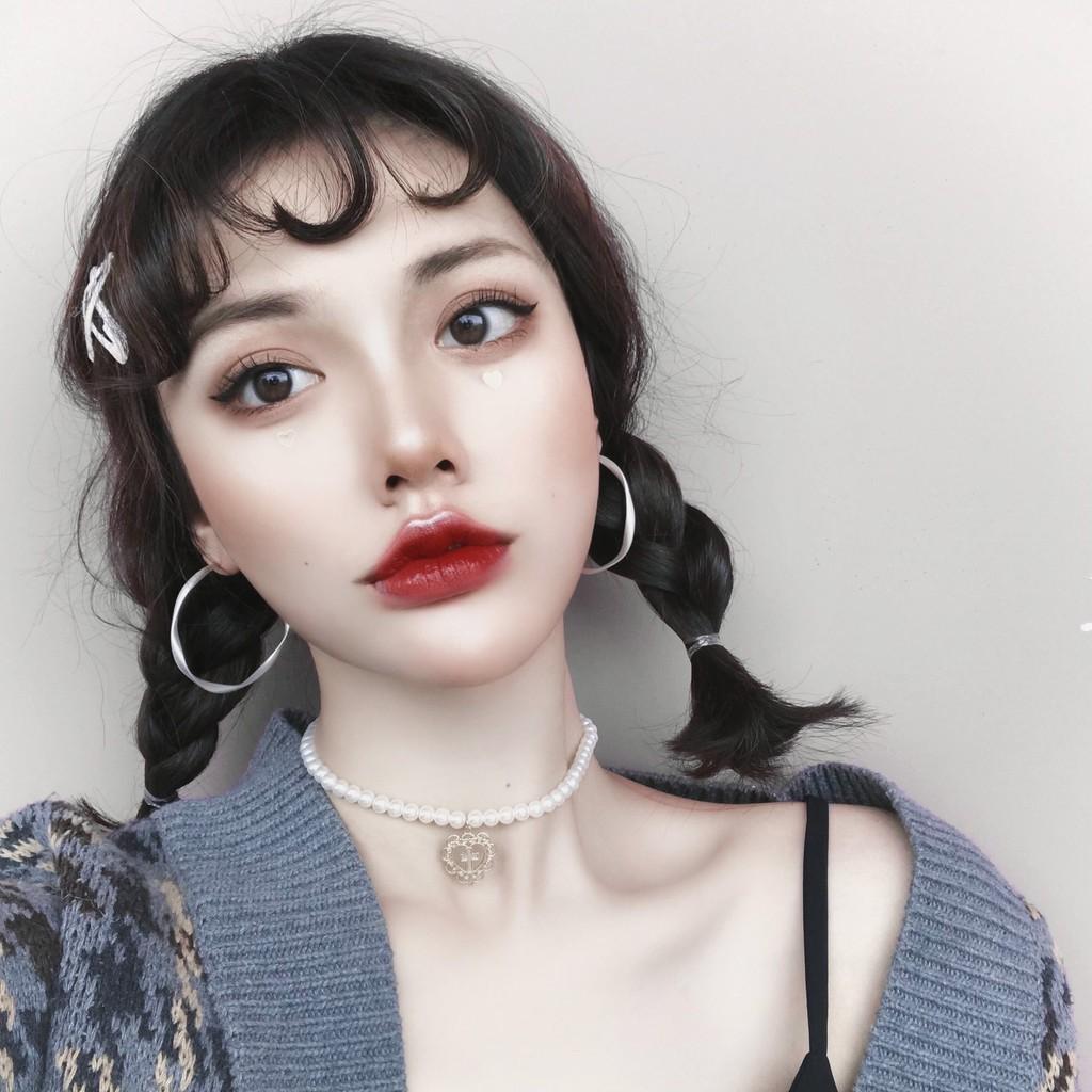 Vòng cổ Choker ngọc trai sang trọng - Mặt dây hình trái tim cho nữ