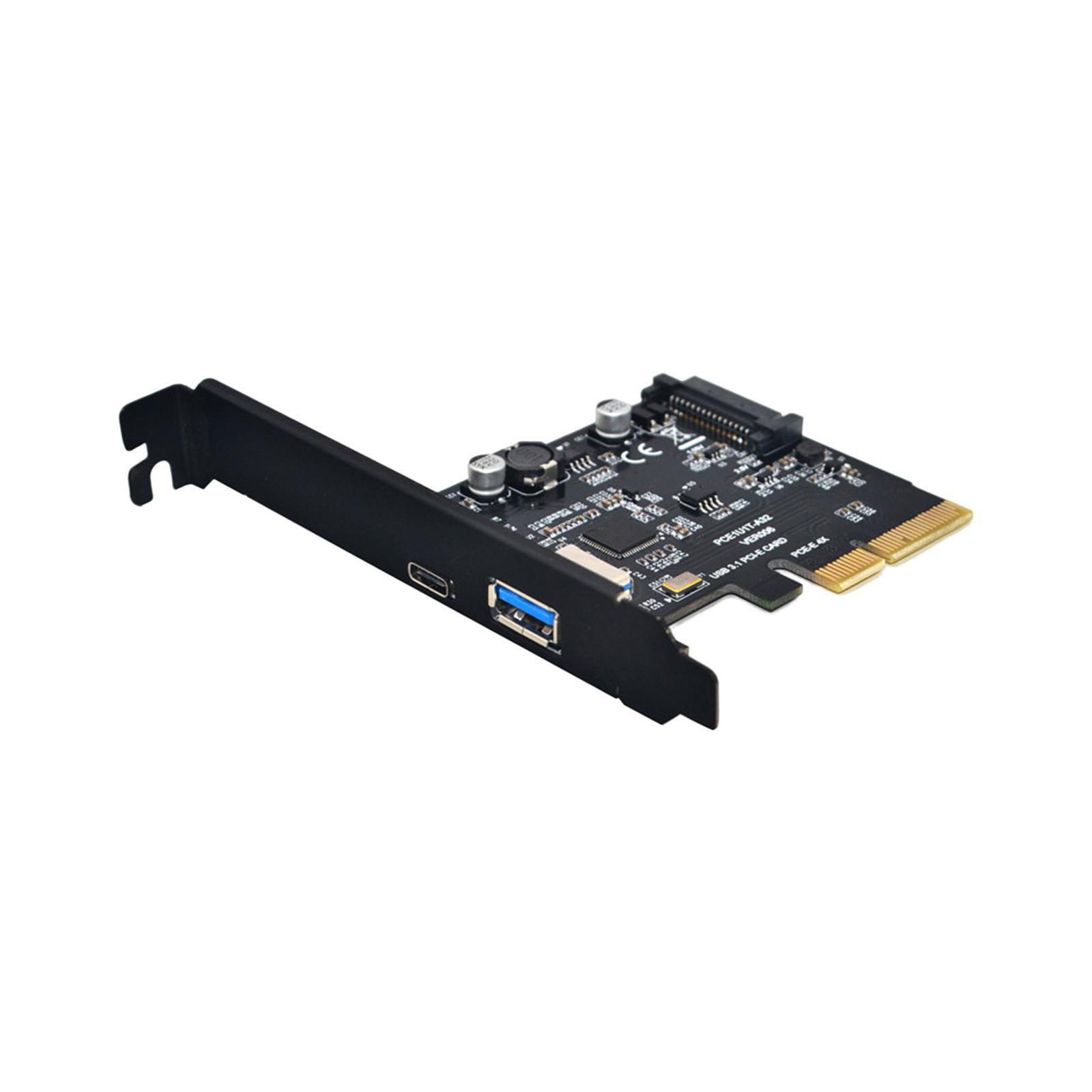 Pci-e to USB 3.1 10 Gbps USB A + USB C Expansion Card Components Easy to Install High Performance Adapter Card for Computer