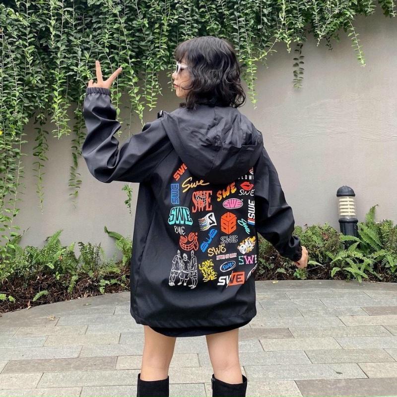 Áo bomber nam nữ unisex khoác gió jacket dù 2 lớp cúc bấm form rộng local brand ulzzang phong cách hàn quốc đep SWE
