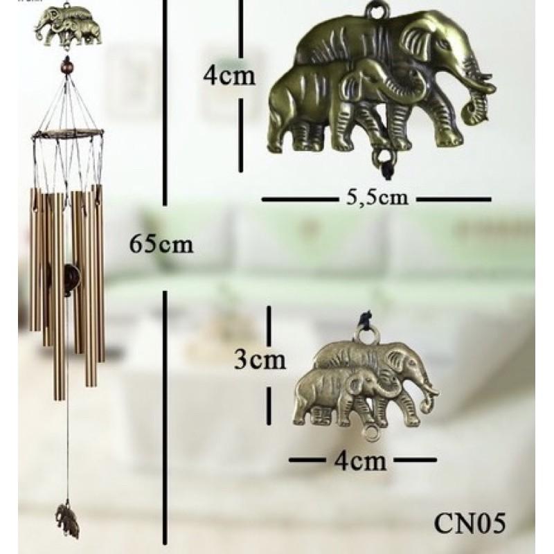 Chuông Gió Phong Thủy 6 Thanh Đồng- Hình Chú Voi