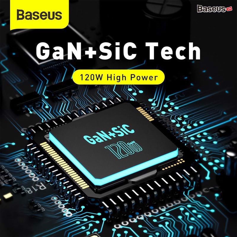 Bộ sạc nhanh đa năng Baseus GaN2 Pro Quick Charger 120W dùng cho Smartphone/ Tablet/ Macbook / Laptop (C+C+A, With C to C Cable, E-mark Chip 100W)- Hàng chính hãng