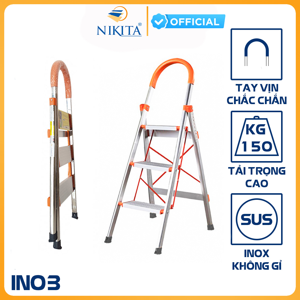 Thang nhôm tay vịn khung INOX Nikita NKT-IN03