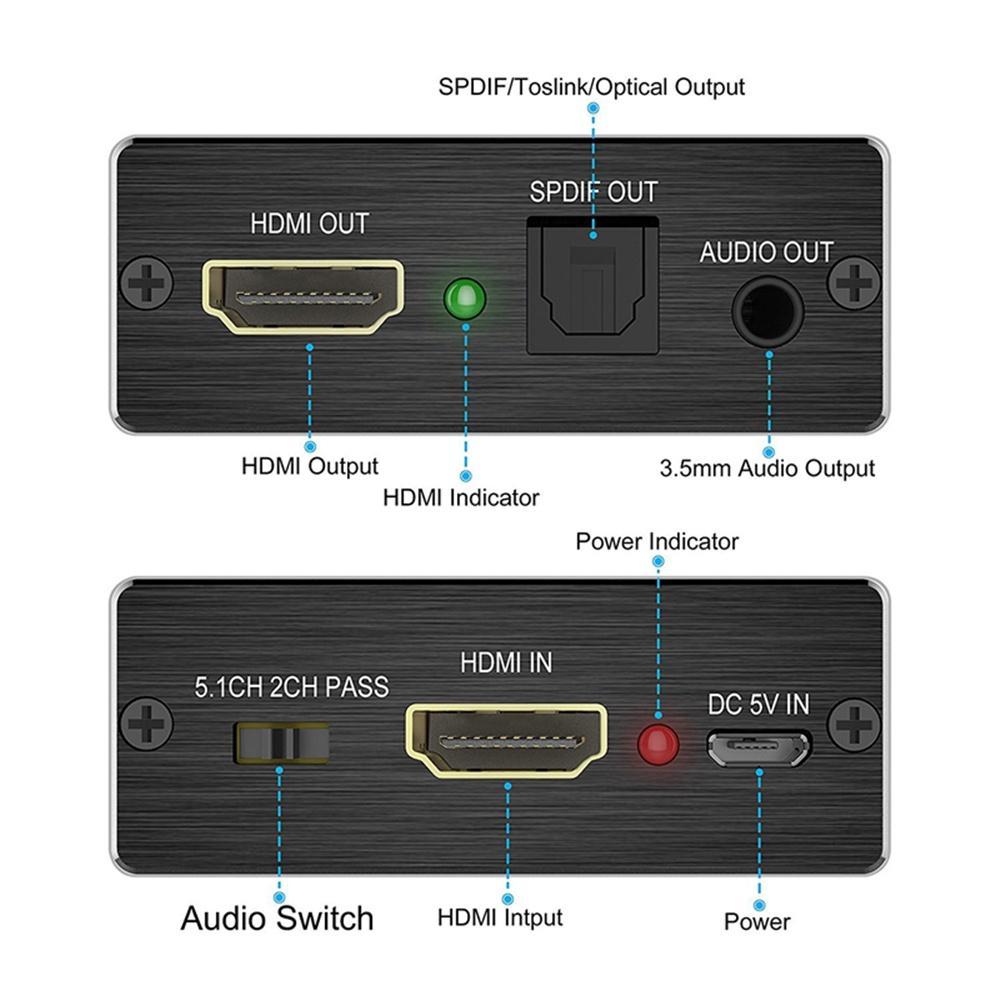 Thiết bị chuyển đổi âm thanh HDMI/ Toslink Spdif/đầu cắm 3.5mm 4K x 2K dành cho PS4/