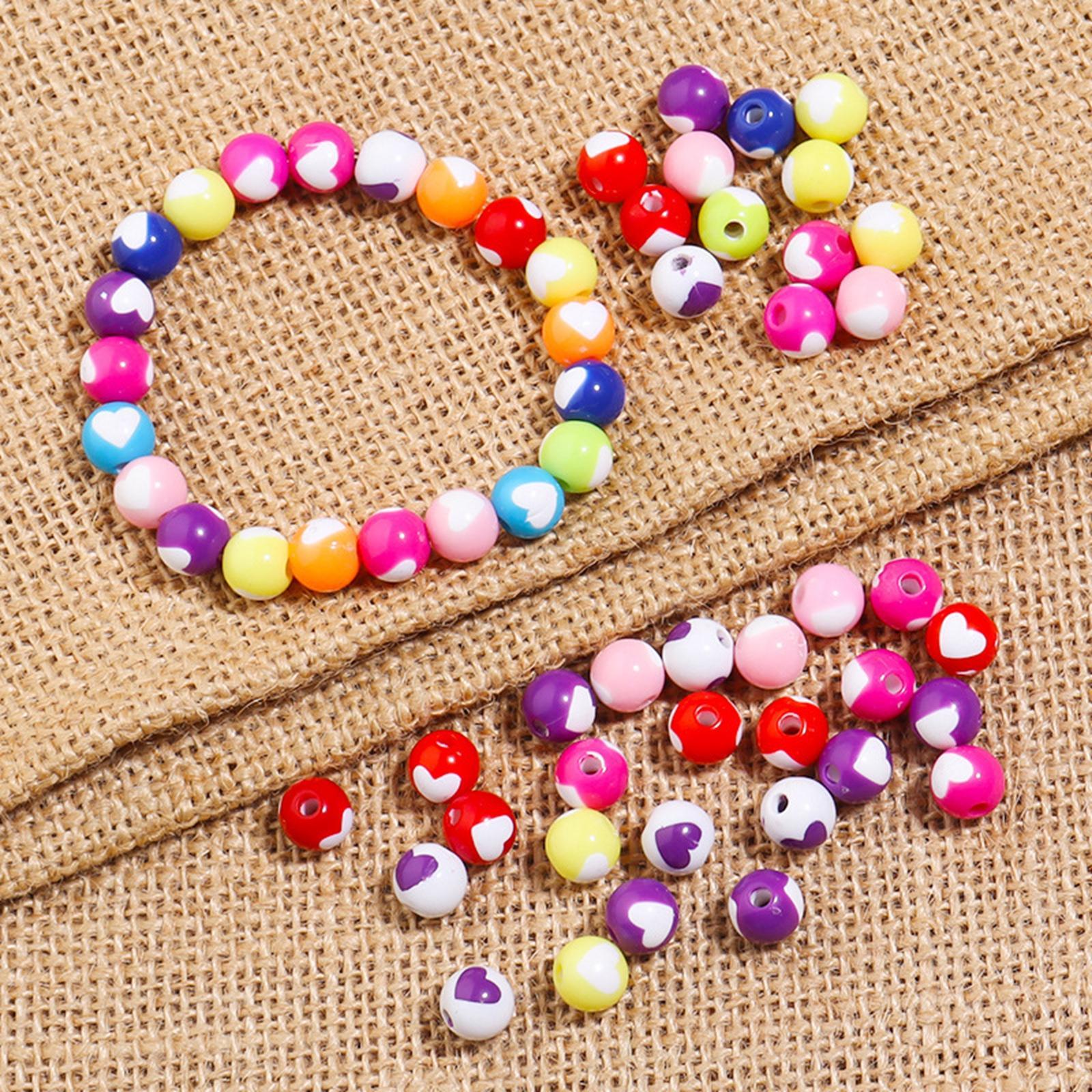 200PCS Acrylic Spacer Beads Mixed Colors Crafting Heart Beads for DIY Bracelet Necklace Jewelry Making