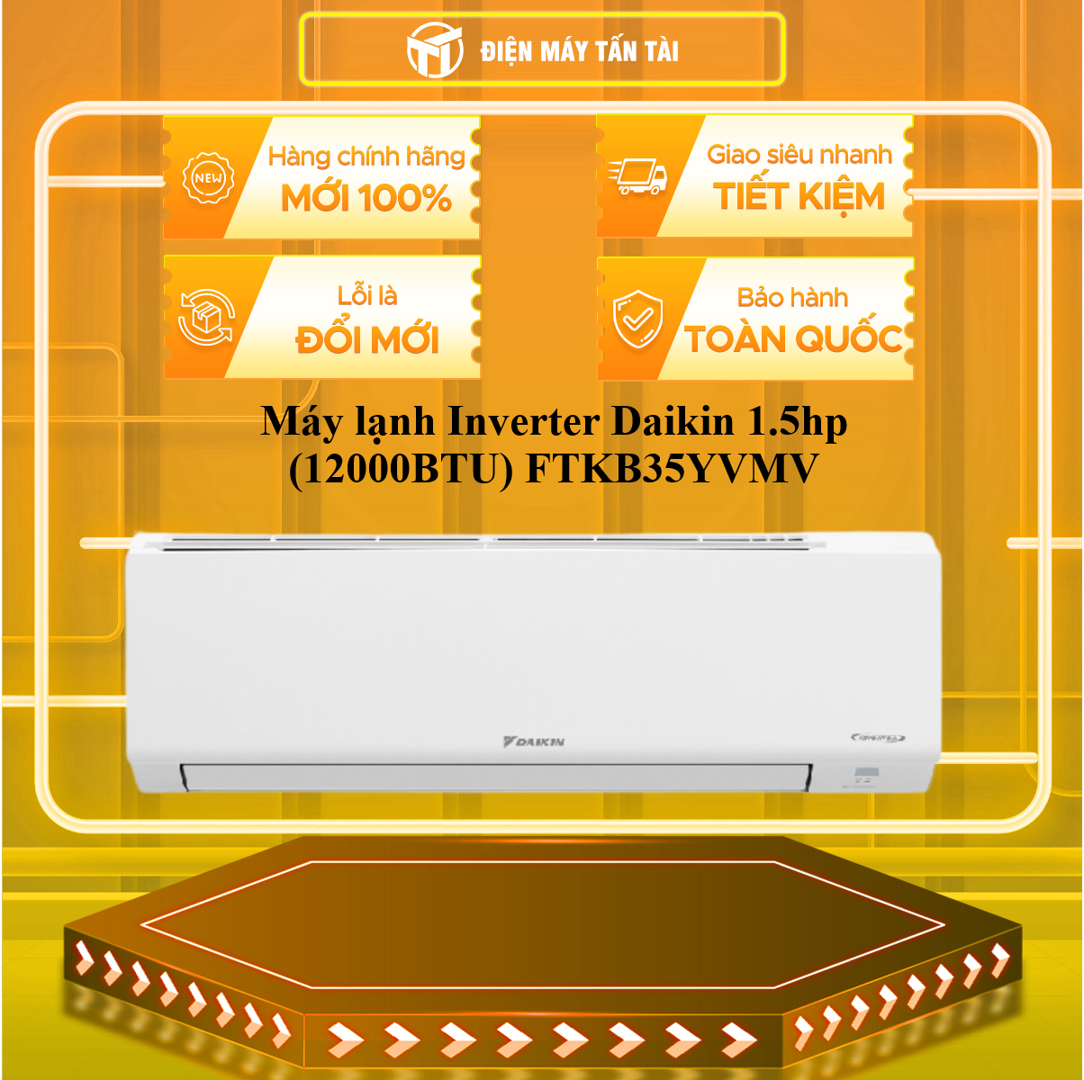 Máy lạnh Inverter Daikin 1.5hp (12000BTU) FTKB35YVMV - Hàng chính hãng
