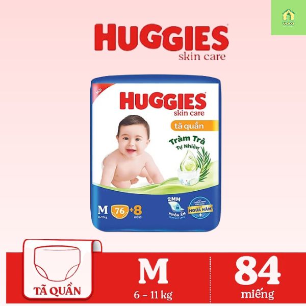 Tã/bỉm quần HUGGIES SKINCARE gói SUPER JUMBO size M 76+8 miếng