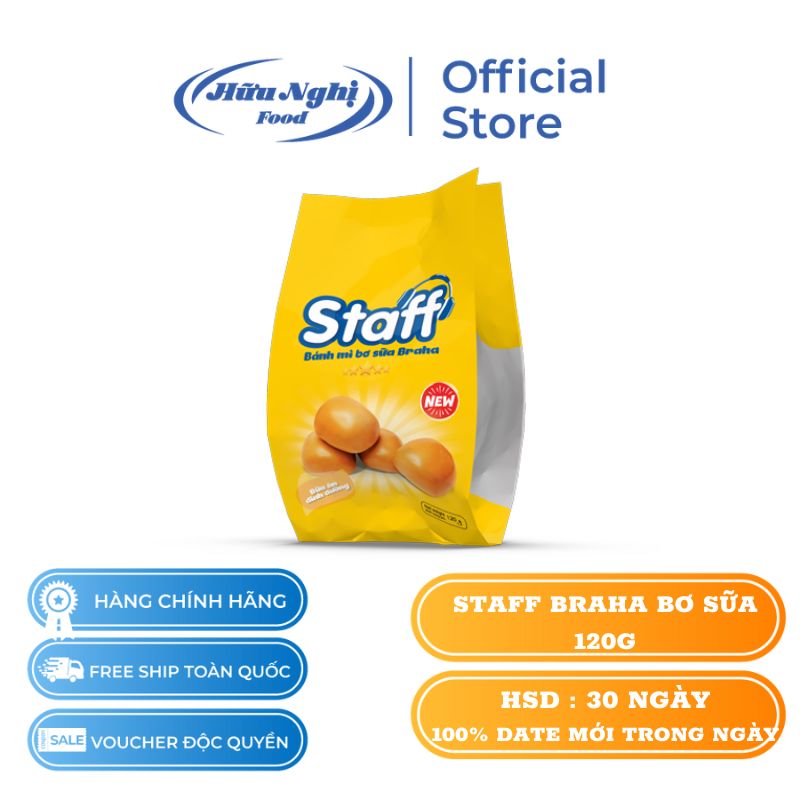 Combo 3 gói bánh mì staff braha bơ sữa