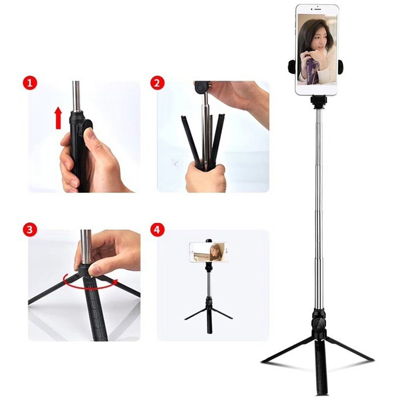 Gậy Chụp Ảnh Tự Sướng XT10 Selfie Kèm 3 Chân Đứng Tripod Kết Nối Bluetooth