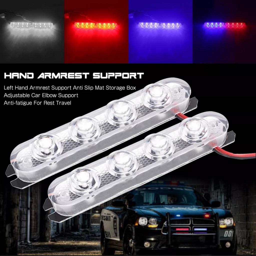 Bộ đèn chớp nháy polie xanh đỏ 12 led mẫu mới ánh sáng mạnh chống nước lắp xe máy ô tô 12v