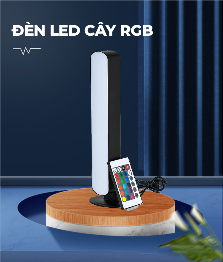 Combo 2 Cây Đèn LED RGB Trang Trí PC Ô Tô Và Decor Phòng Cực Kì Đẹp Có Điều Khiển Điều Khiển Cắm Dây USB Dài 1m Cao 24cm 4 Chế Độ Sáng Với 16 Màu