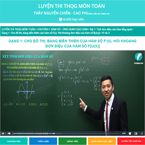 Khóa học LUYỆN THI THQG MÔN TOÁN thầy Cao Phi - thầy Nguyễn Chiến - 09 tháng