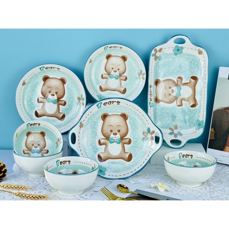 BỘ BÁT ĐĨA GẤU️SET BÁT GẤU️BÁT CƠM GẤU