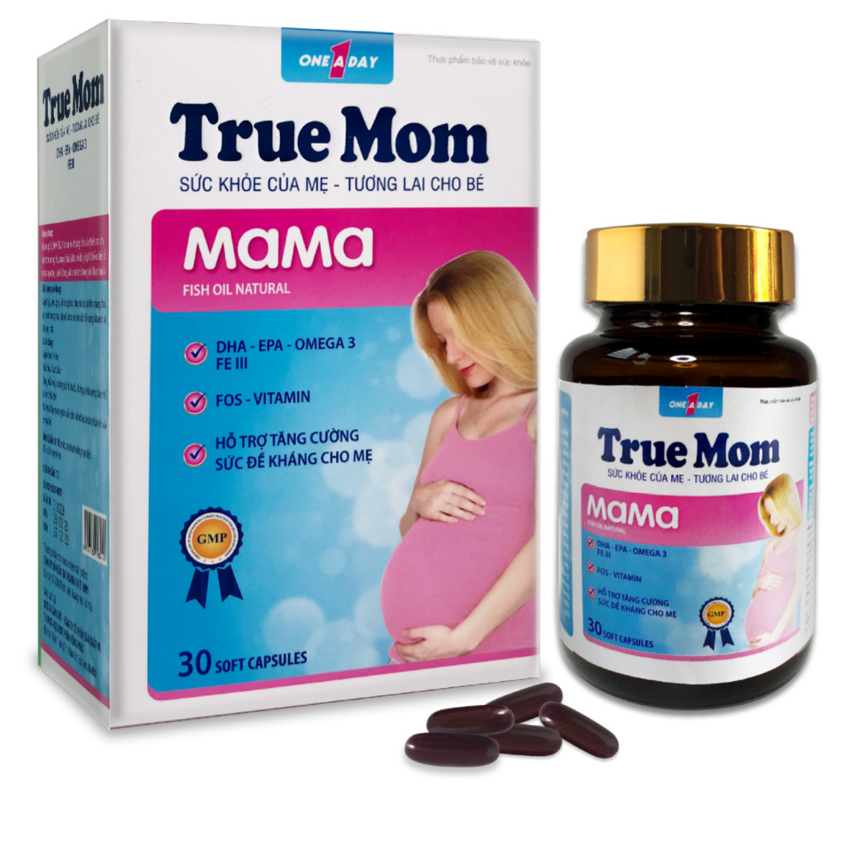 Thuốc bổ True Mom Mama dành cho mẹ mang thai và cho con bú - DHA, FPA, OMEGA 3, FE III - (Hộp 30 viên)