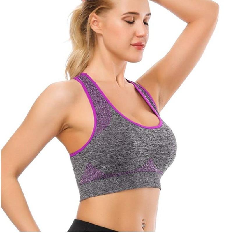 Shockproof Quick Dry Sports Bra Women Padded Gather Yoga Bra Push Up Gym Running Bra Seamless Workout Fitness Bra Top
