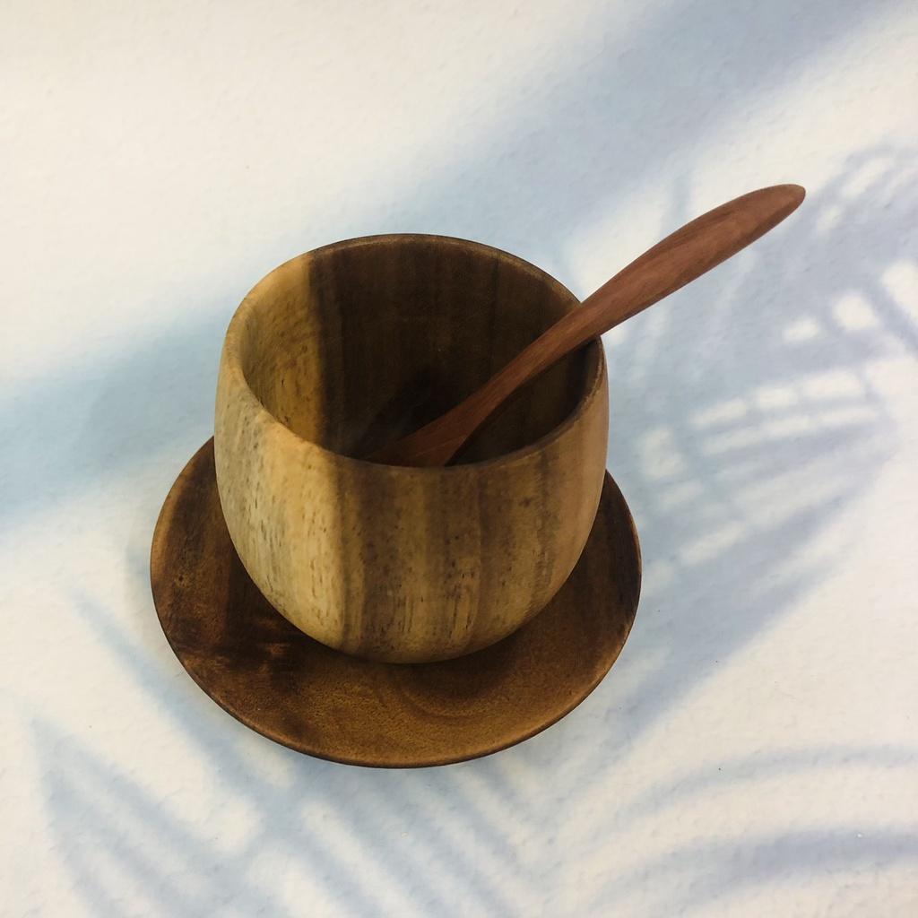 Cốc Gỗ Keo, Đĩa, Thìa, Cốc Uống Trà, Cà Phê, Phong Cách Vintage Cổ Điển, Chụp Ảnh Decor Của Craft Closet