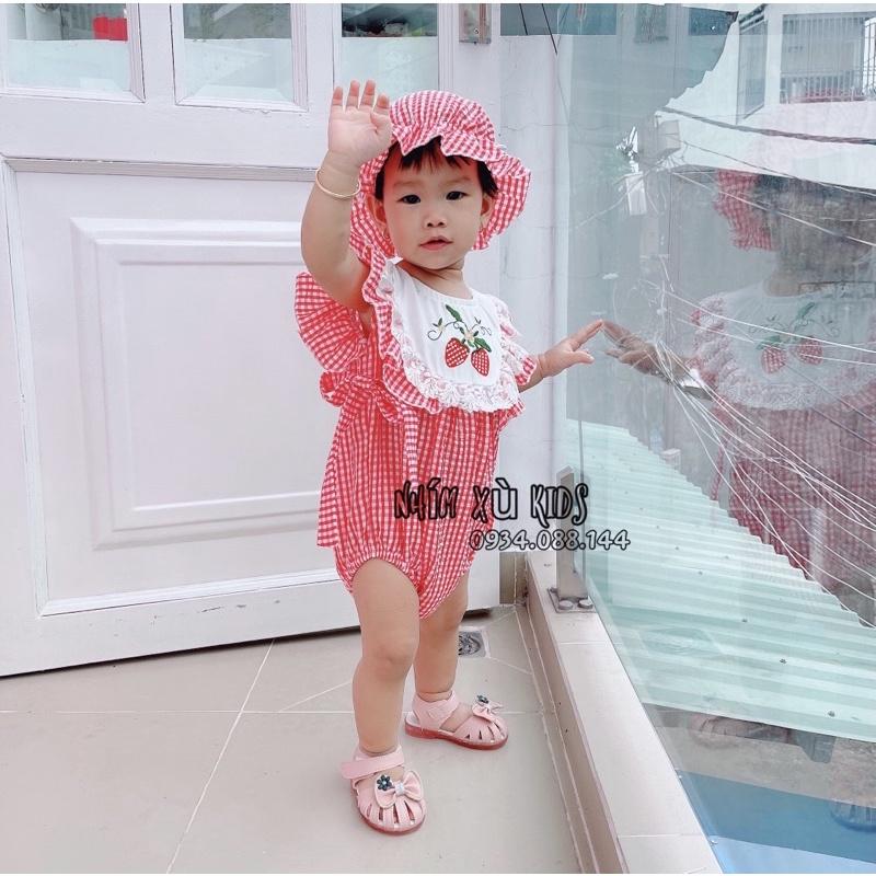 Body Caro Đỏ Thêu Dâu Cho Bé Gái sơ sinh - 12kg, bodysuit bé gái chất thô xốp phối lụa