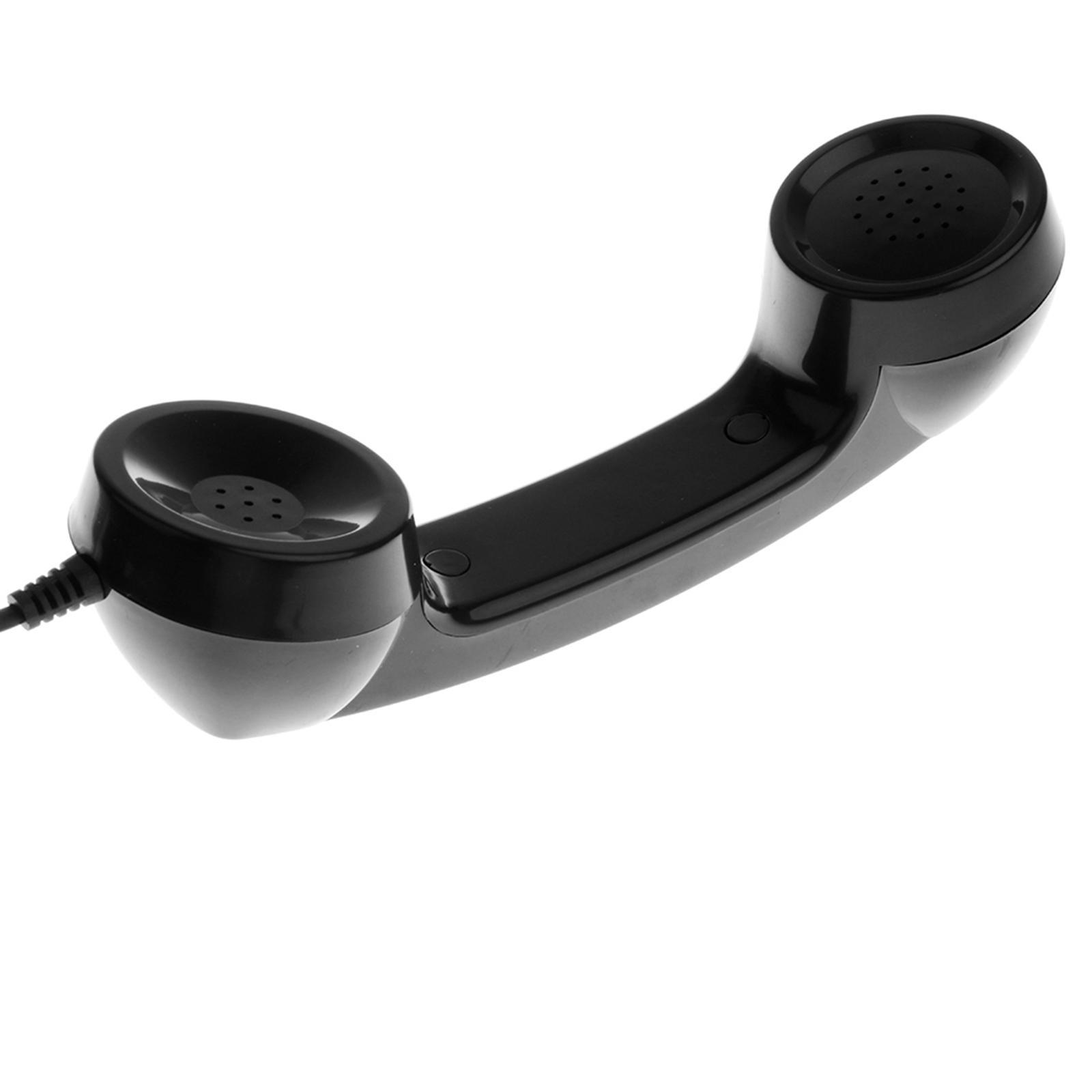 2X 3.5mm Mic Telephone Handset Phone Classic Receiver Black