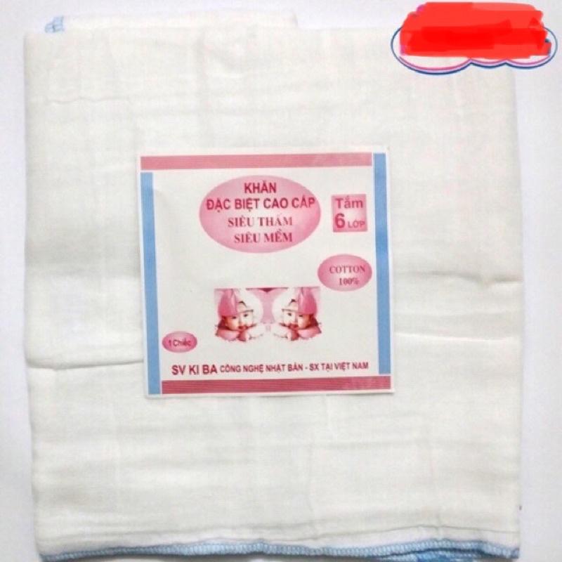 Khăn Xô Tắm Trắng Kiba 6 Lớp Siêu Mềm
