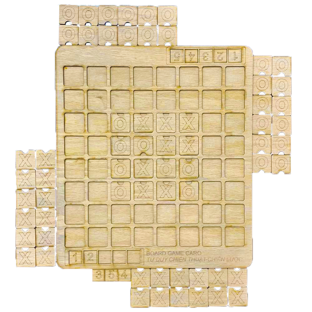Trò Chơi Cờ Caro Bàn Cờ Bằng Gỗ Tự Nhiên Loại Lớn Kích Thước 30x30 cm