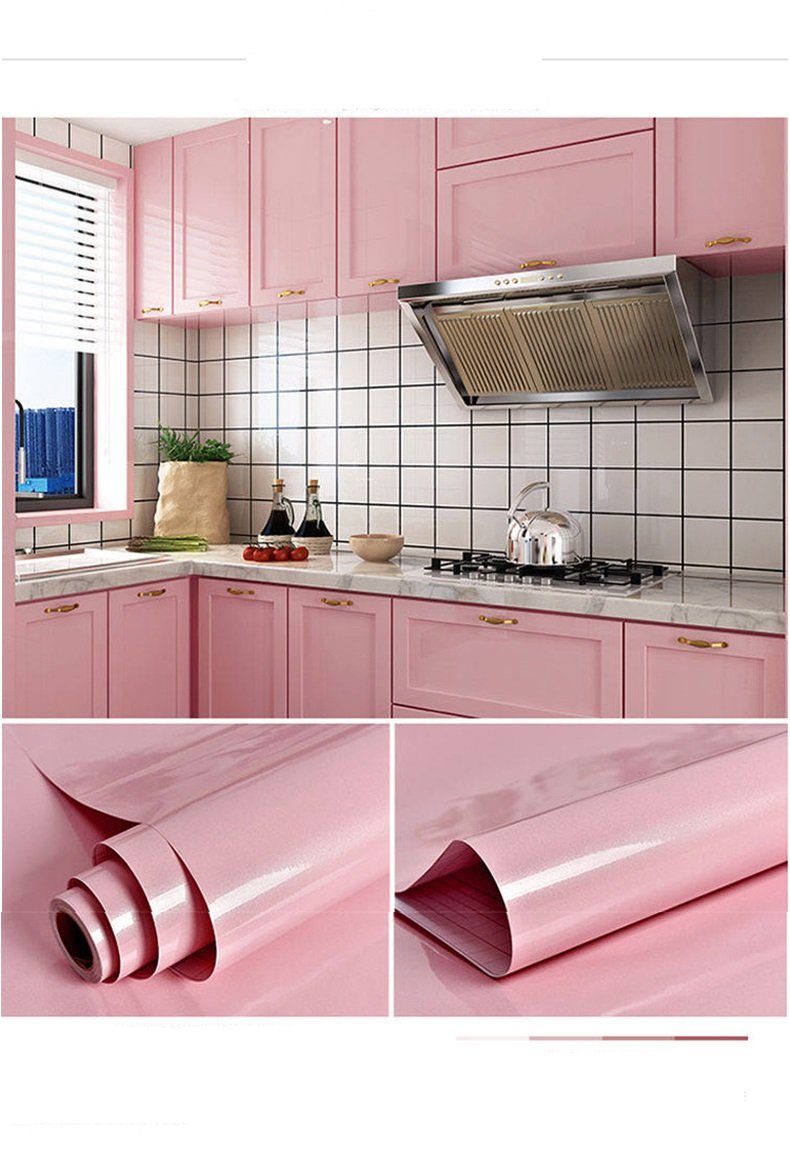 Decal dán bếp màu trơn bóng phủ nhũ sang trọng chống thấm