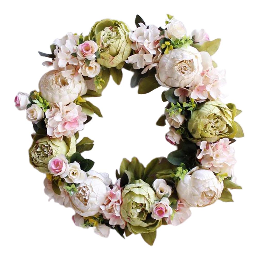 Artificial Flower Wreath Garland Home Front Door Wedding Party Decor, 2 Pcs